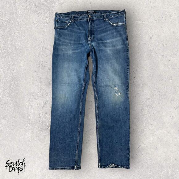 Calvin Klein Jeans Mens Distressed Blue Denim Straight Leg Vintage Fit Pants - Picture 5 of 7